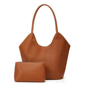 9814 2 Pcs Slouchy PU Leather Bucket Hobo Bags Retro Underarm Shoulder Bag